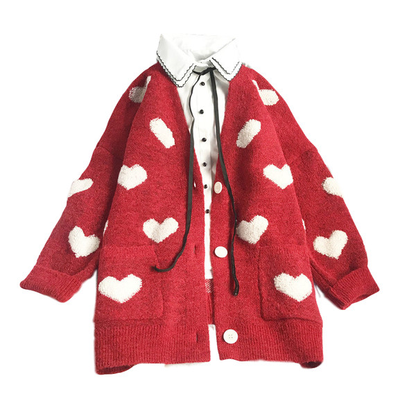 Uus mudel naiste südametega kardigan - lai mudel