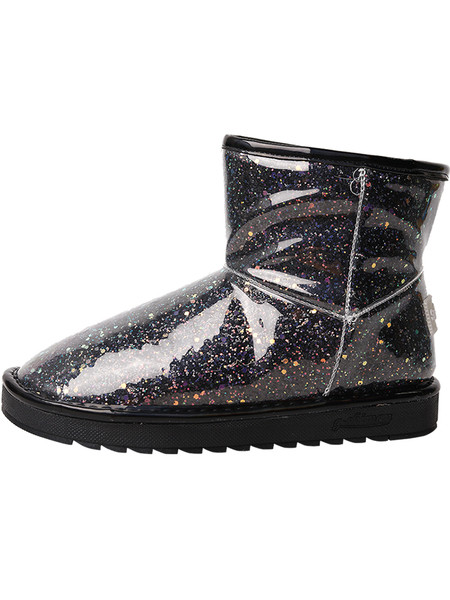 Γυναικείες μπότες με γυαλιστερό εφέ  και απαλή επένδυση