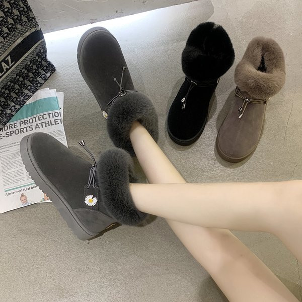 Casual γυναικείες μπότες με ζεστή επένδυση και κέντημα
