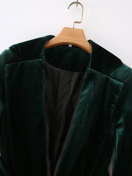 Модерно ежедневно сако от плюшено кадифе с колан