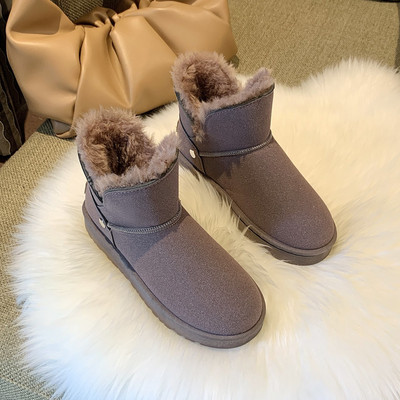 Νέο μοντέλο γυναικείες μπότες με επίπεδη σόλα και ζεστή επένδυση