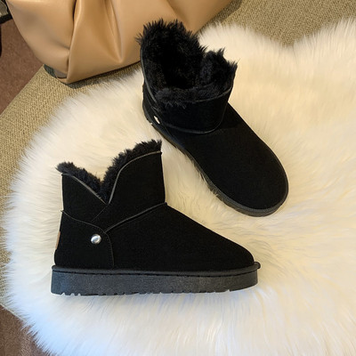 Νέο μοντέλο γυναικείες μπότες με επίπεδη σόλα και ζεστή επένδυση