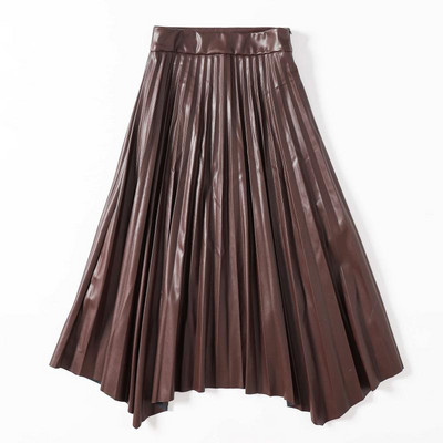 Moodne läikiva efektiga plisseeritud seelik