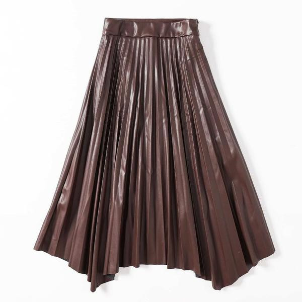 Moodne läikiva efektiga plisseeritud seelik