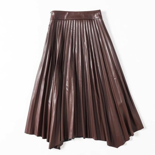 Moodne läikiva efektiga plisseeritud seelik