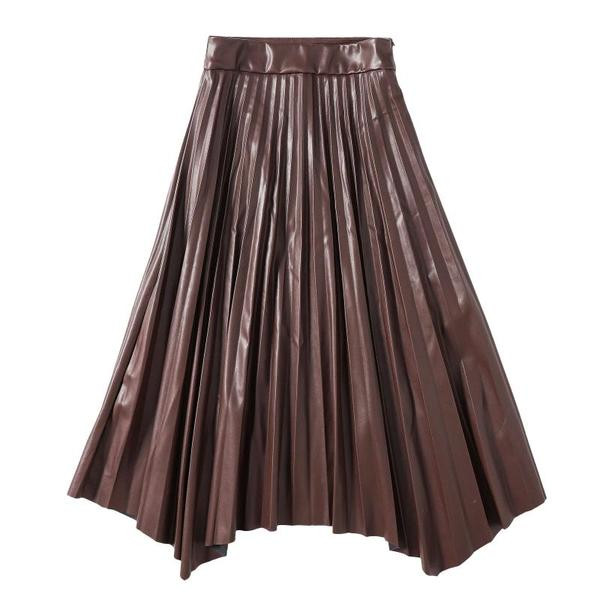 Moodne läikiva efektiga plisseeritud seelik