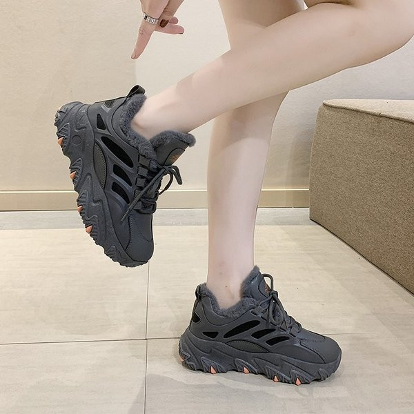 Γυναικεία casual αθλητικά παπούτσια με ζεστή φόδρα και κορδόνια