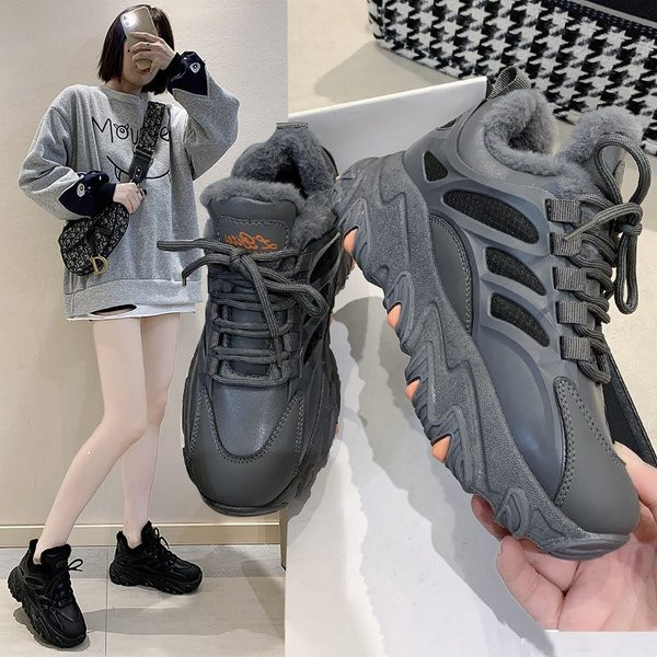 Γυναικεία casual αθλητικά παπούτσια με ζεστή φόδρα και κορδόνια
