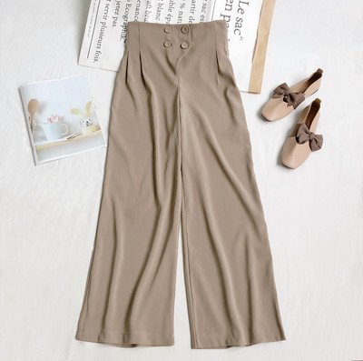 Naiste püksid kõrge vöökoha ja nööpidega lai mudel