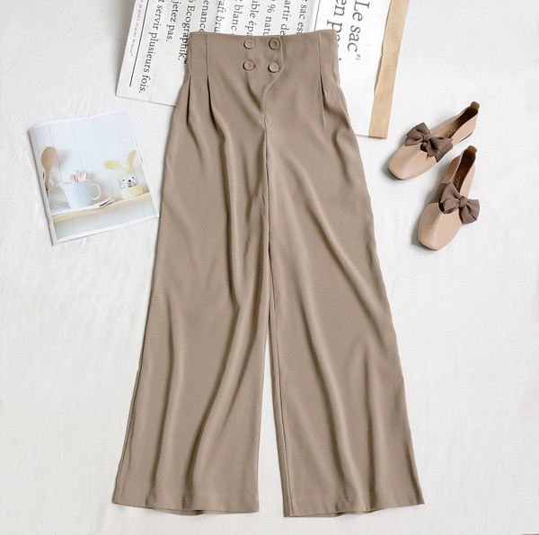 Naiste püksid kõrge vöökoha ja nööpidega lai mudel