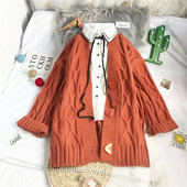 Μοντέρνα γυναικεία ζακέτα με μακριά μανίκια - φαρδύ μοντέλο