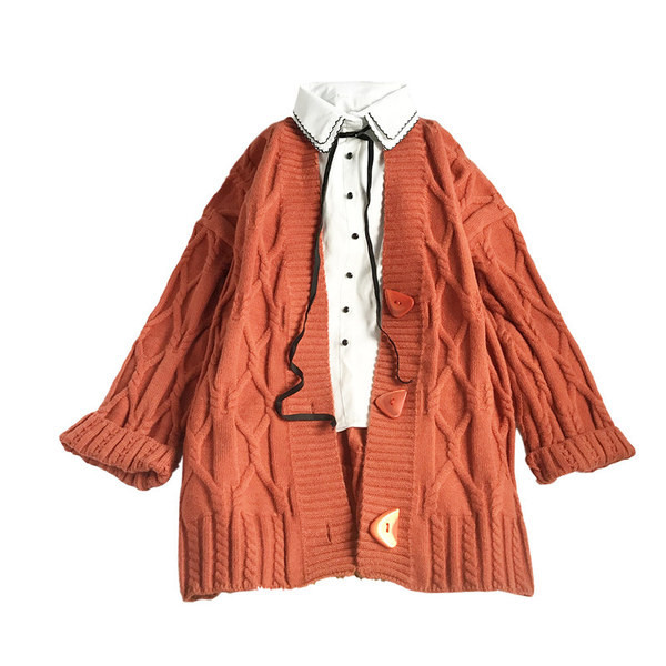 Μοντέρνα γυναικεία ζακέτα με μακριά μανίκια - φαρδύ μοντέλο