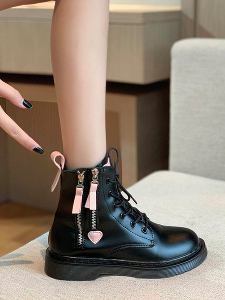 Casual γυναικείες μπότες με επίπεδη σόλα και φερμουάρ