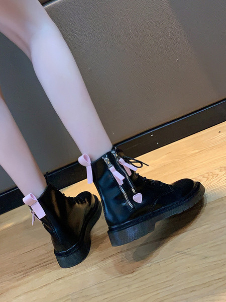 Casual γυναικείες μπότες με επίπεδη σόλα και φερμουάρ