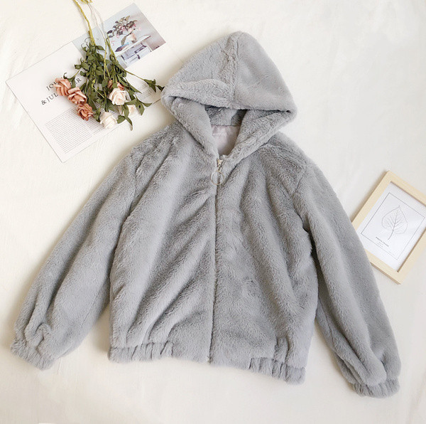 Jachetă de puf de damă cu fermoar și glugă