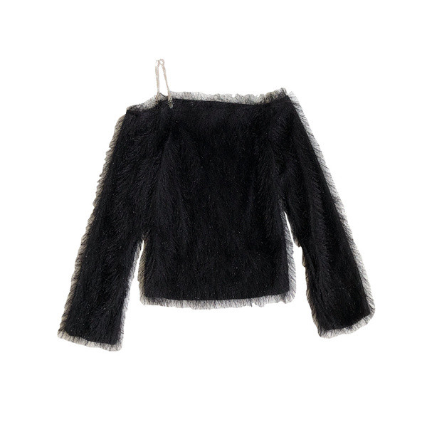 Moodne naiste narmaste ja pikkade varrukatega pluus