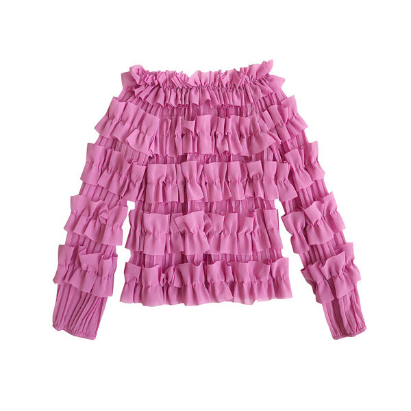 Novi model ženske bluze sa lađa izrezom i dugim rukavima