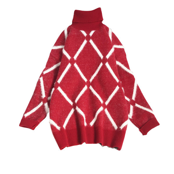 Γυναικείο πλεκτό πουλόβερ νέο μοντέλο με ψηλό γιακά