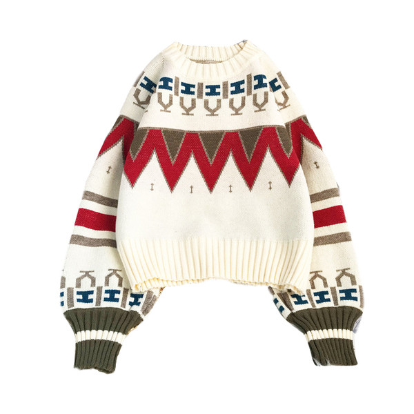 Νέο μοντέλο γυναικείο πουλόβερ με στρογγυλή λαιμόκοψη και φαρδιά μανίκια