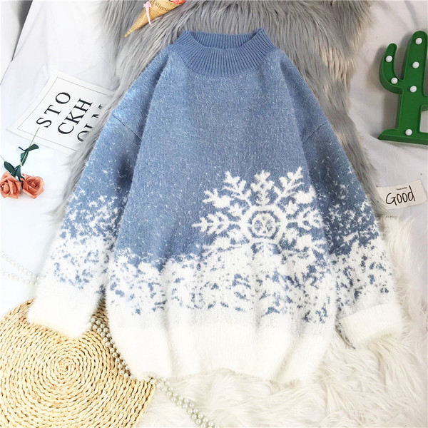 Χριστουγεννιάτικο πουλόβερ με γιακά για γυναίκες