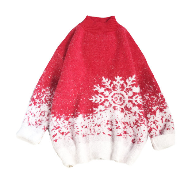 Χριστουγεννιάτικο πουλόβερ με γιακά για γυναίκες