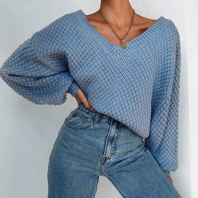 Γυναικείο πουλόβερ νέο μοντέλο με λαιμόκοψη