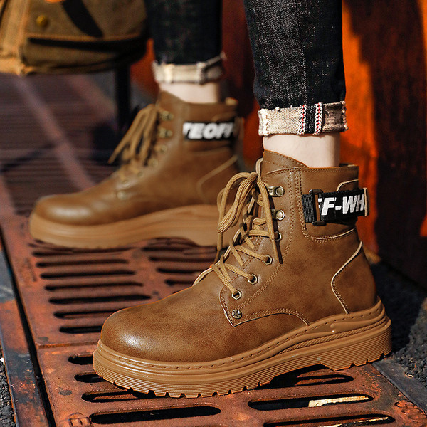 Žieminiai vyriški batai iš eko odos su raišteliais