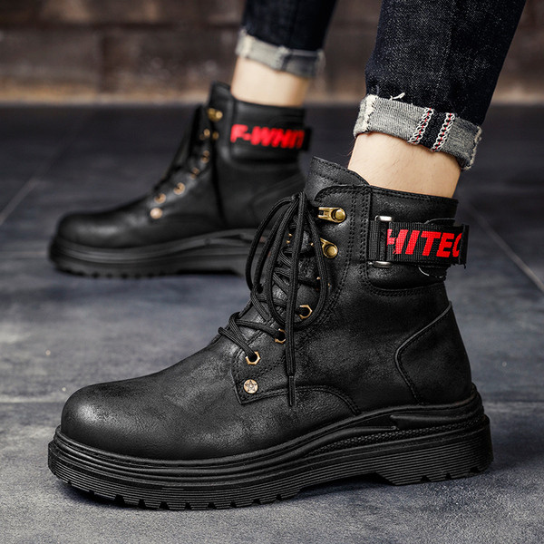 Žieminiai vyriški batai iš eko odos su raišteliais