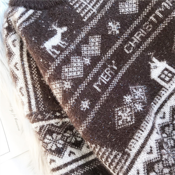 Νέο μοντέλο Χριστουγεννιάτικο γυναικείο πουλόβερ με οβάλ ντεκολτέ