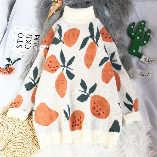 Naiste pikk sviiter kõrge krae ja pikkade varrukatega