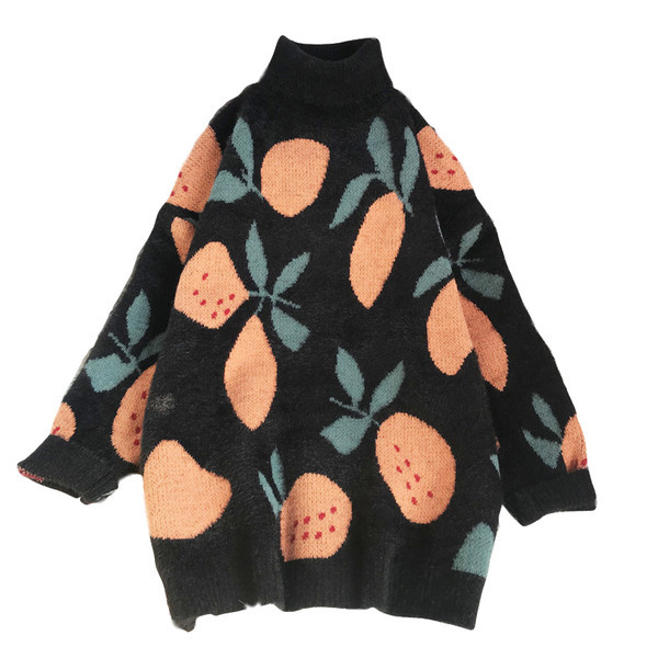 Naiste pikk sviiter kõrge krae ja pikkade varrukatega