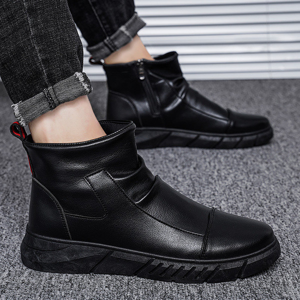 Cizme casual barbati din piele cu fermoar