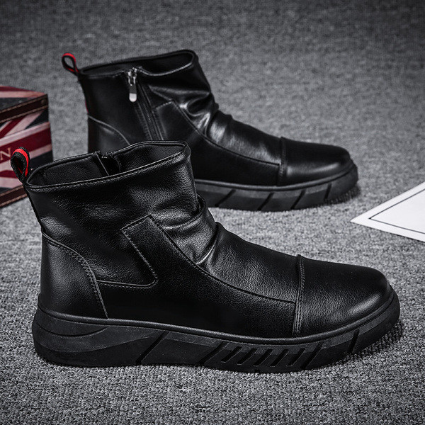 Cizme casual barbati din piele cu fermoar