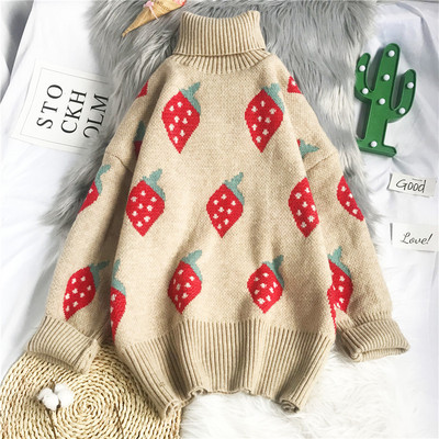 Naiste talvekampsun kõrge polo krae ja pikkade varrukatega