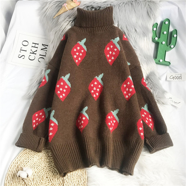 Naiste talvekampsun kõrge polo krae ja pikkade varrukatega