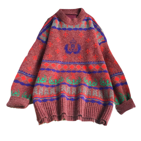 Casual πλεκτό πουλόβερ για γυναίκες με οβάλ λαιμόκοψη - φαρδύ μοντέλο