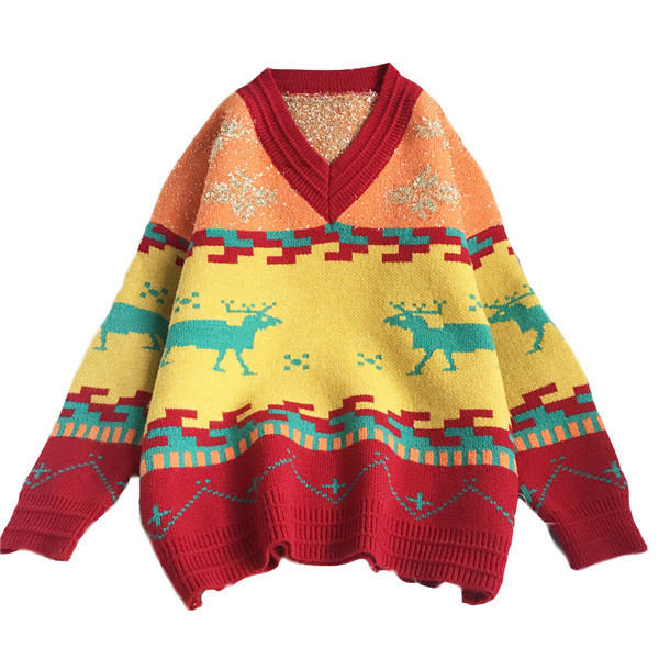 Γυναικείο λουλουδάτο πουλόβερ με φαρδιά λαιμόκοψη