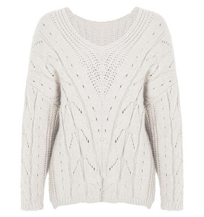 Γυναικείο μοντέρνο πουλόβερ με μεγάλο πλεκτό ντεκολτέ