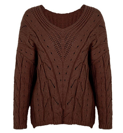 Γυναικείο μοντέρνο πουλόβερ με μεγάλο πλεκτό ντεκολτέ