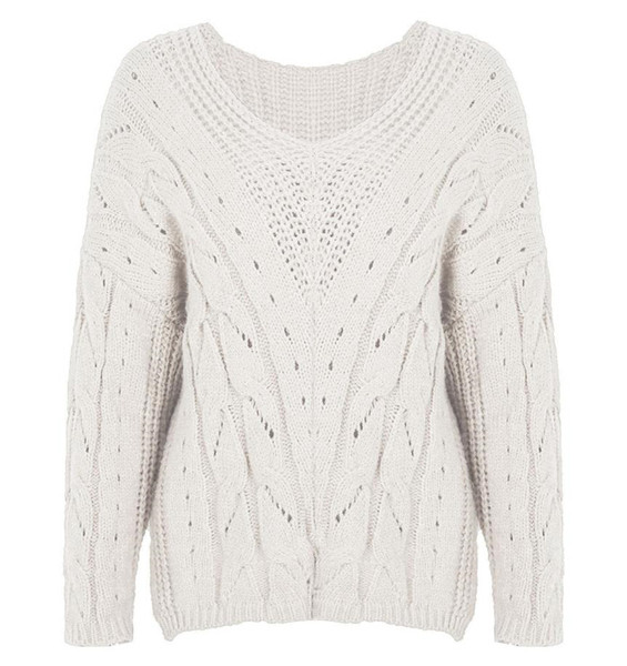 Γυναικείο μοντέρνο πουλόβερ με μεγάλο πλεκτό ντεκολτέ
