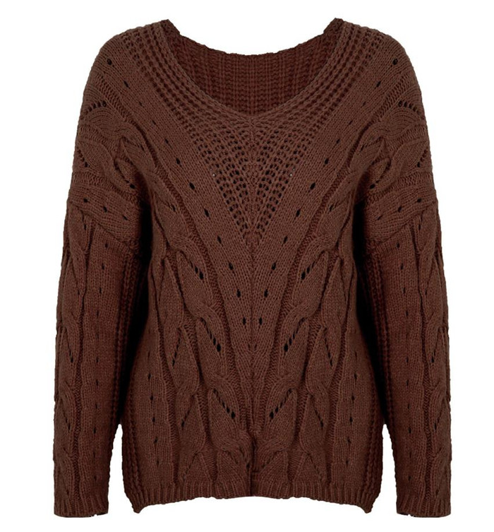 Γυναικείο μοντέρνο πουλόβερ με μεγάλο πλεκτό ντεκολτέ