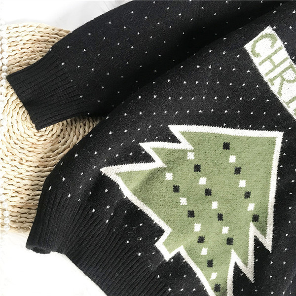 Γυναικείο χριστουγεννιάτικο πουλόβερ - φαρδύ μοντέλο με γιακά