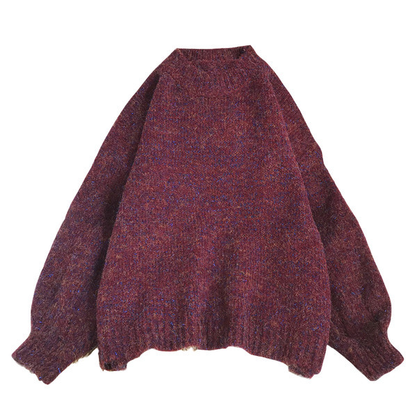 Naiste ümara kaelusega kootud kampsun - lai mudel