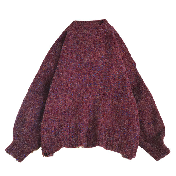 Naiste ümara kaelusega kootud kampsun - lai mudel