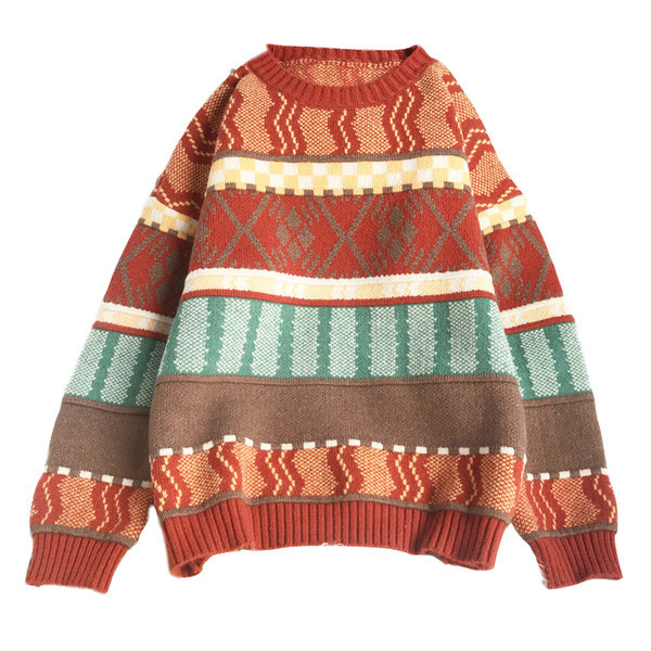 Πλεκτό πουλόβερ με οβάλ λαιμόκοψη και μακριά μανίκια για γυναίκες