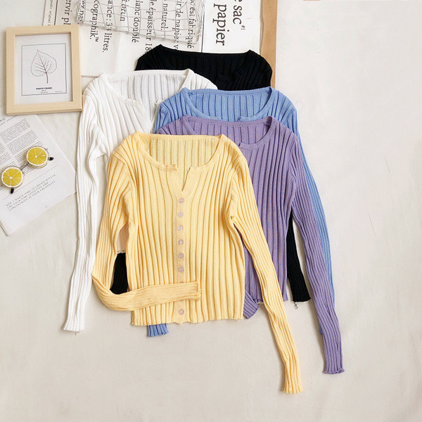 Γυναικεία ζακέτα ρετρό στυλ με λαιμόκοψη και κουμπιά