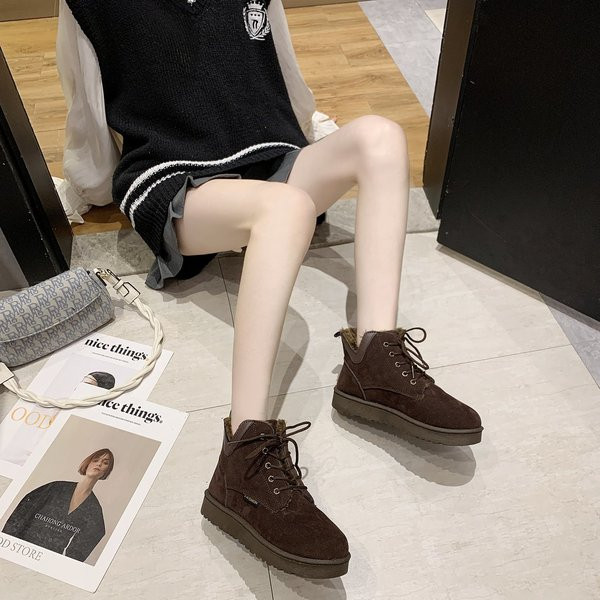 Ženske casual zimske čizme s toplom postavom i vezicama