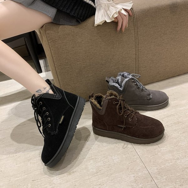Ženske casual zimske čizme s toplom postavom i vezicama