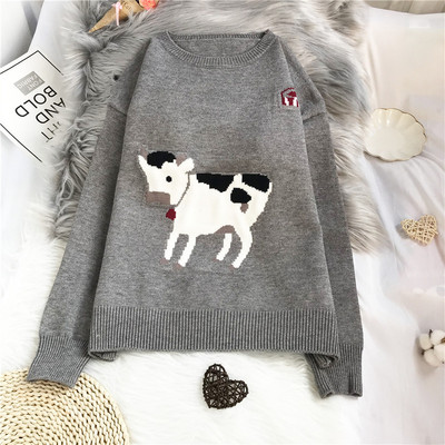 Casual γυναικείο πουλόβερ - με στρογγυλή λαιμόκοψη και μακριά μανίκια