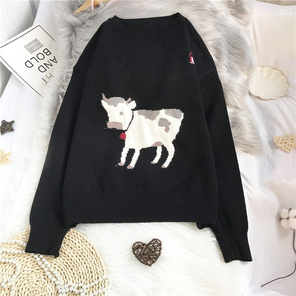 Casual γυναικείο πουλόβερ - με στρογγυλή λαιμόκοψη και μακριά μανίκια